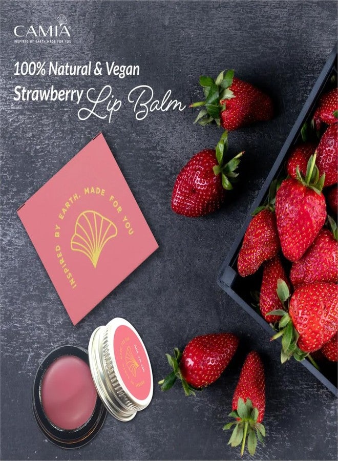 CAMIA - 100% Natural Strawberry Lip Balm for Dry & Chapped Lips |100% Natural & Vegan |Enriched with Almond Oil | Moisturization & Lightning Dark Pigmented Lips| 5 Gm - Image 2